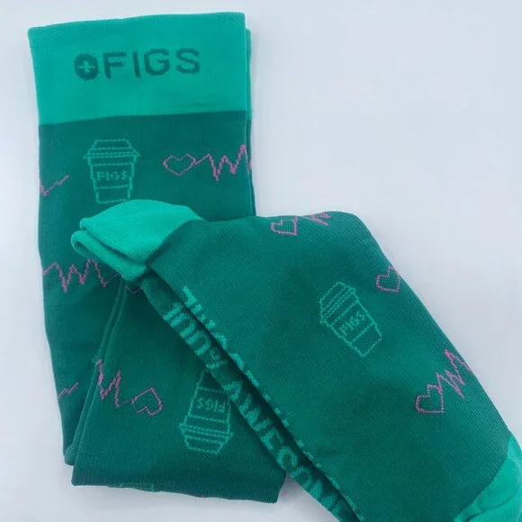 1 Pair FIGS Compression Green Socks Size Small - Picture 3 of 3